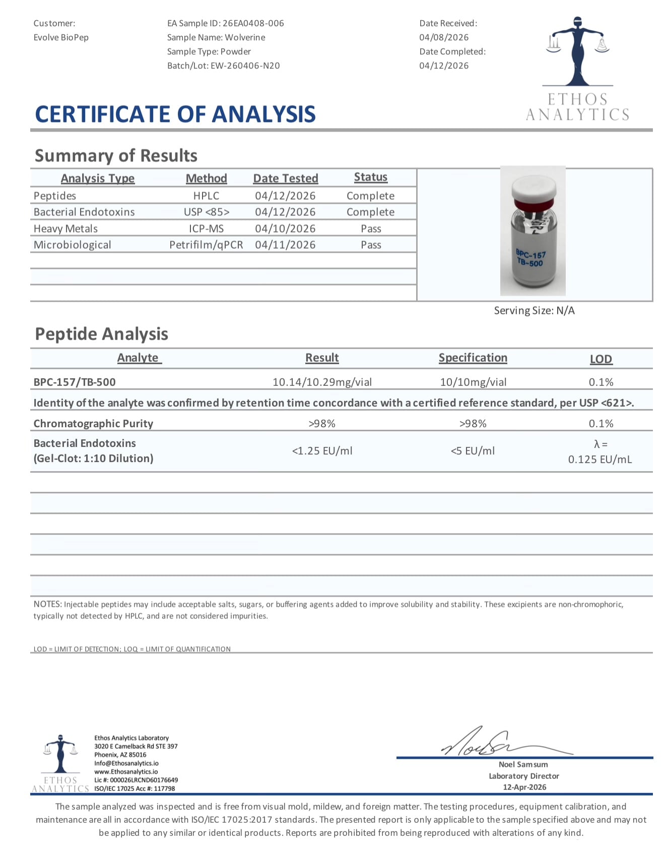 BPC/TB500 20mg (10/10mg) WOLVERINE Research Peptide - Image 2